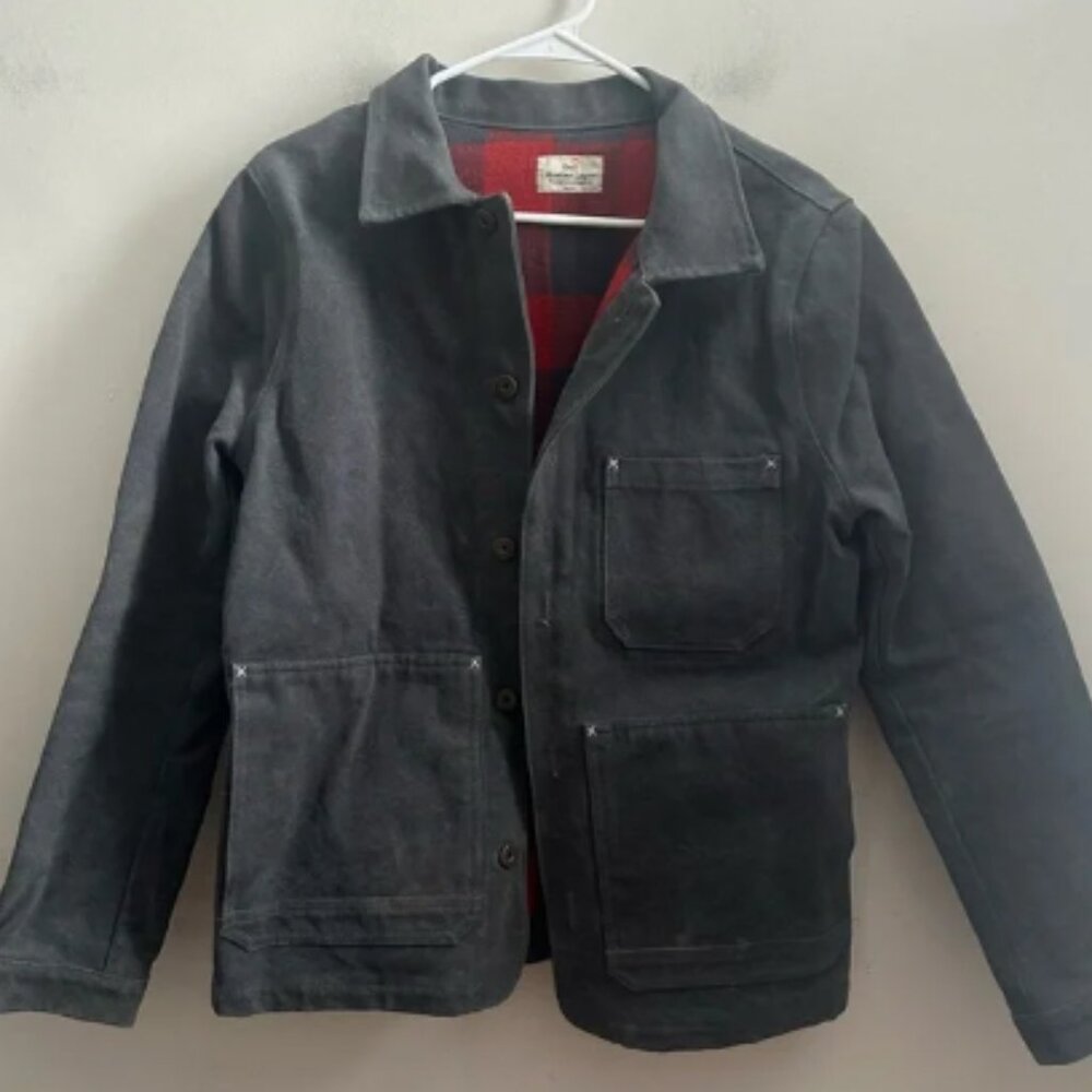 Marine Layer Trucker Barn Outerwear Men’s Small plaid Lined Gray Jacket